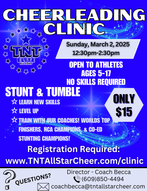 March '25 - Cheer Clinic - One Pager (8.5 × 11 in)